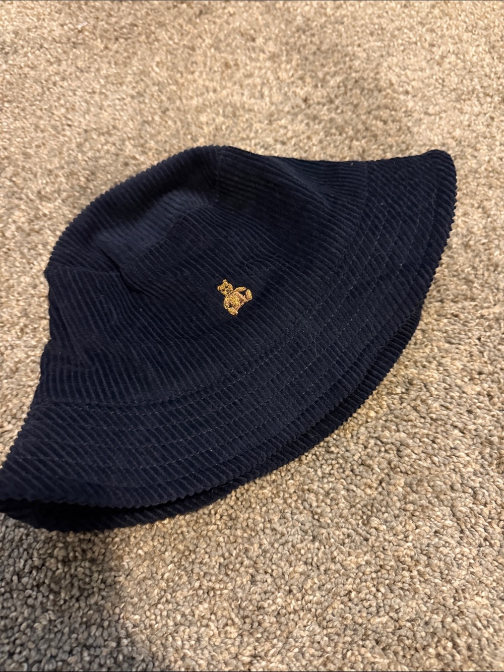 Gap Baby Navy Corduroy Bucket Hat with Gold Embroidery